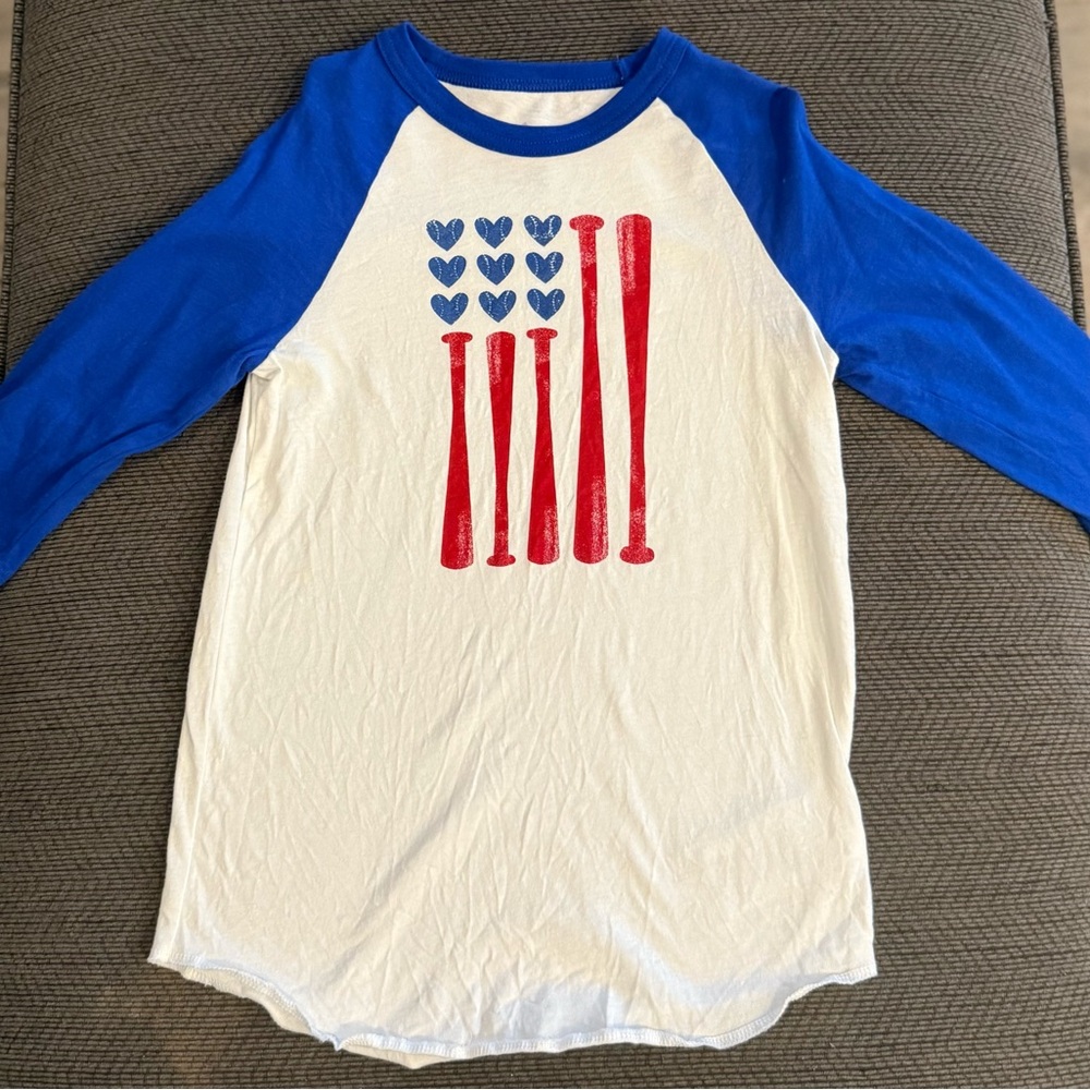 Adidas Blue and White Long Sleeve Tee